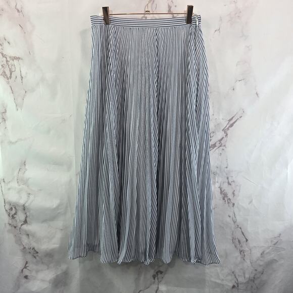 Anthropologie Skirt Womens Small Blue Vertical Stripe Navy Midi Long Maeve - Picture 1 of 11